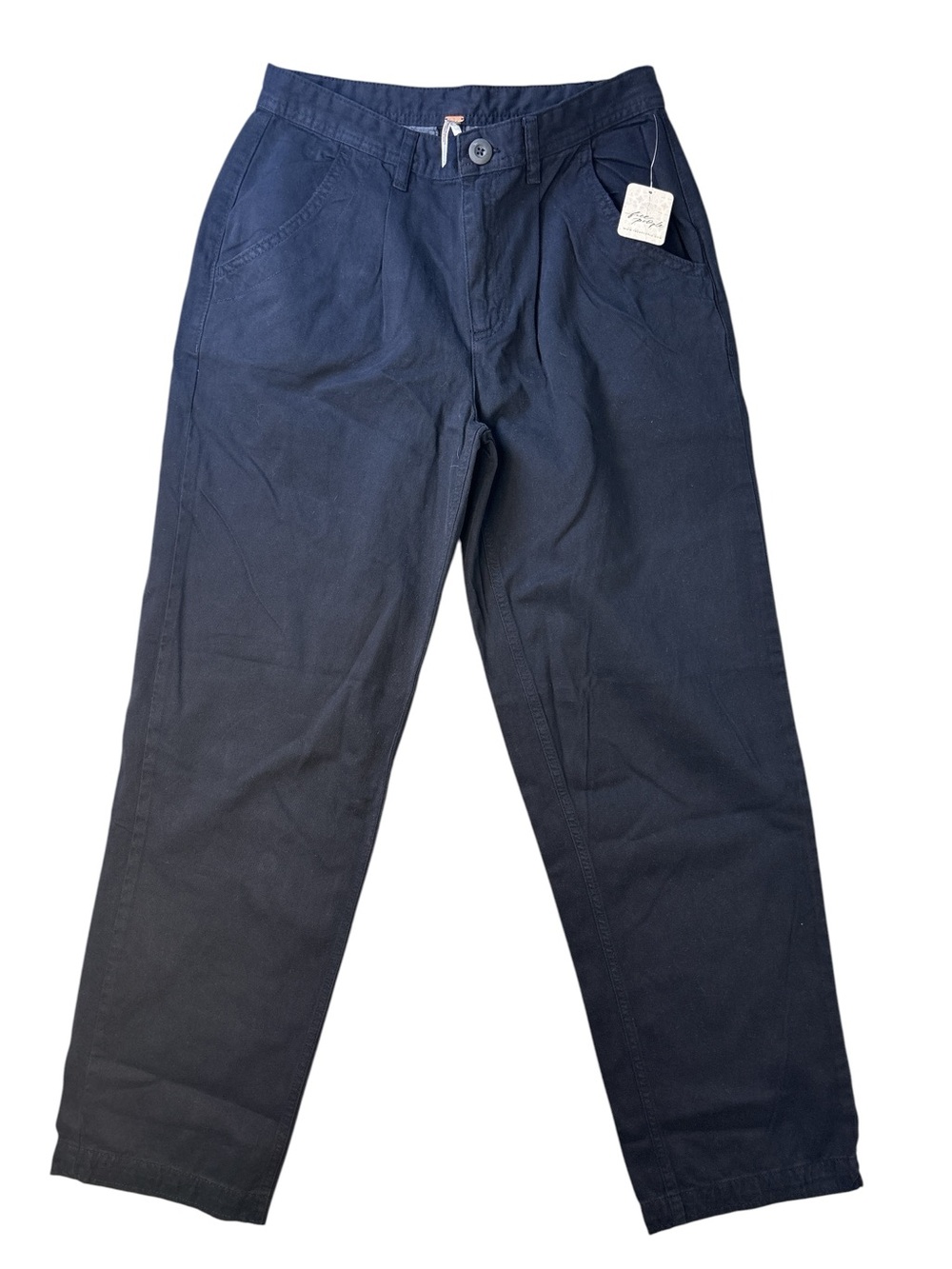 Free People Navy Straight-Leg Chinos